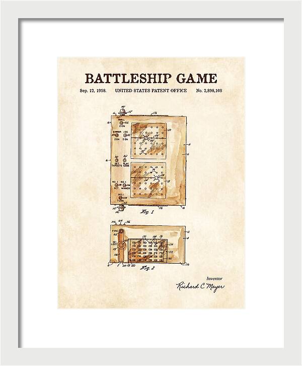 Battleship Game Watercolor Patent Us2898108a