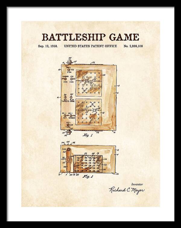 Battleship Game Watercolor Patent Us2898108a