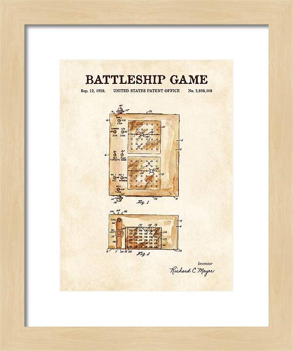 Battleship Game Watercolor Patent Us2898108a