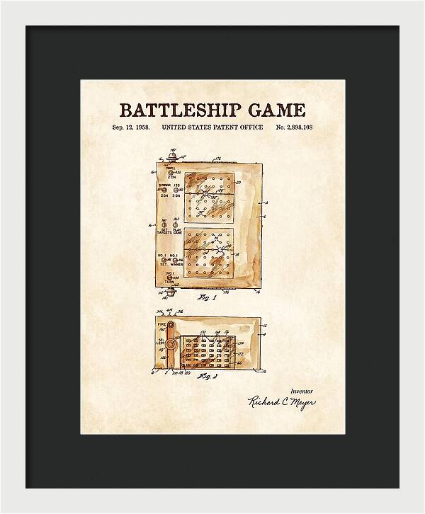 Battleship Game Watercolor Patent Us2898108a