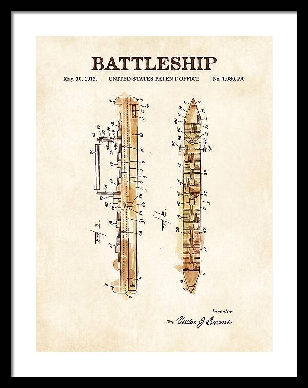 Battleship Watercolor Patent Us1080490