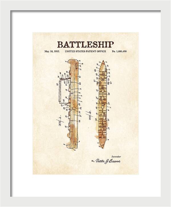 Battleship Watercolor Patent Us1080490