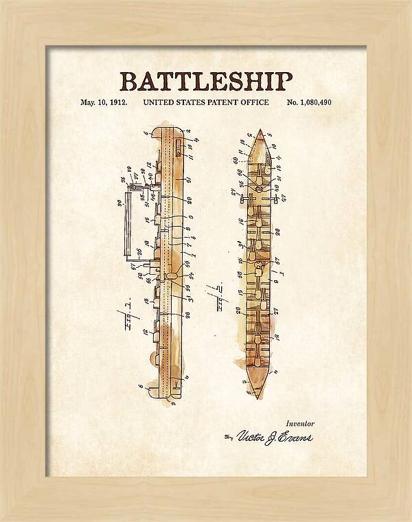 Battleship Watercolor Patent Us1080490
