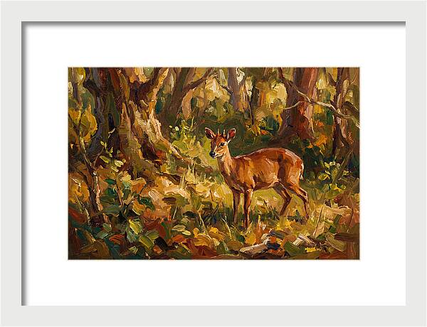 Bay Duiker In Sunlit Forest