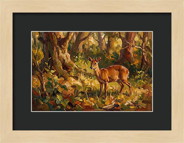Bay Duiker In Sunlit Forest