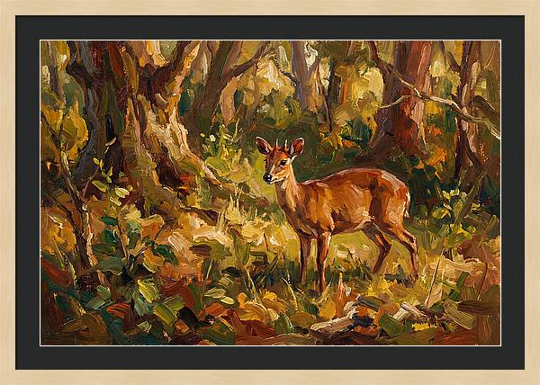 Bay Duiker In Sunlit Forest
