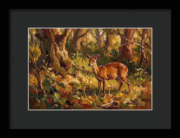 Bay Duiker In Sunlit Forest