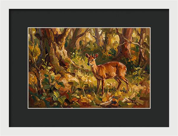 Bay Duiker In Sunlit Forest