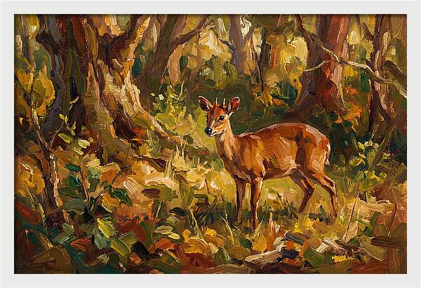 Bay Duiker In Sunlit Forest