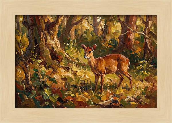 Bay Duiker In Sunlit Forest