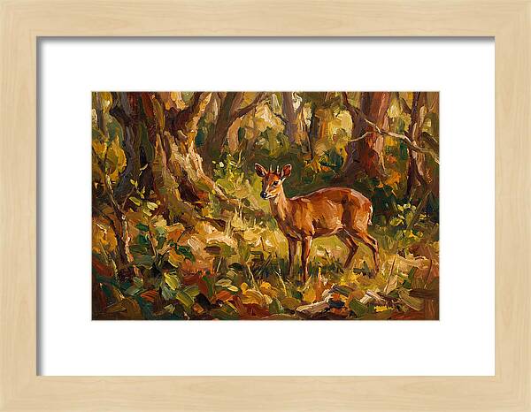 Bay Duiker In Sunlit Forest