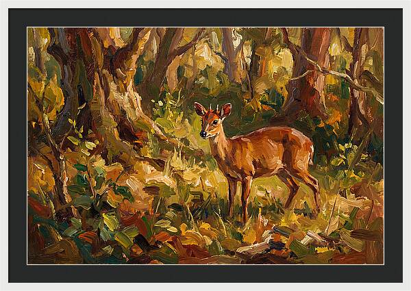Bay Duiker In Sunlit Forest