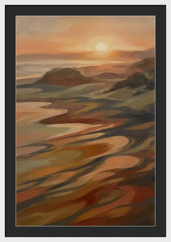 Beach At Sunset With Long Shadows