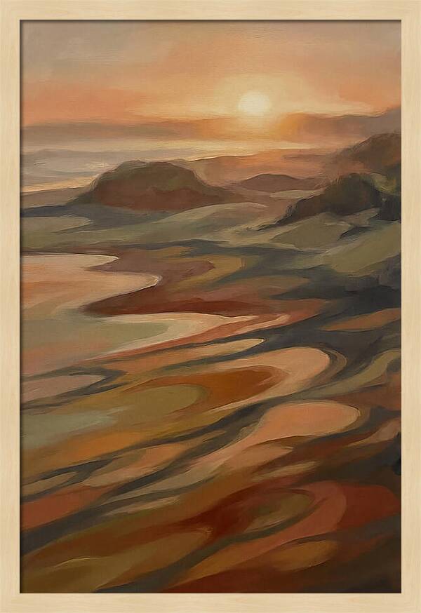 Beach At Sunset With Long Shadows