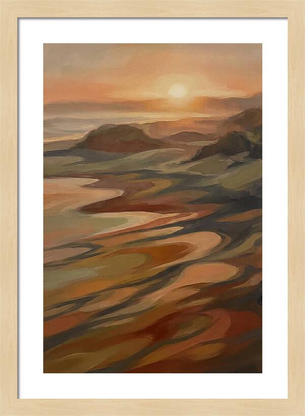 Beach At Sunset With Long Shadows