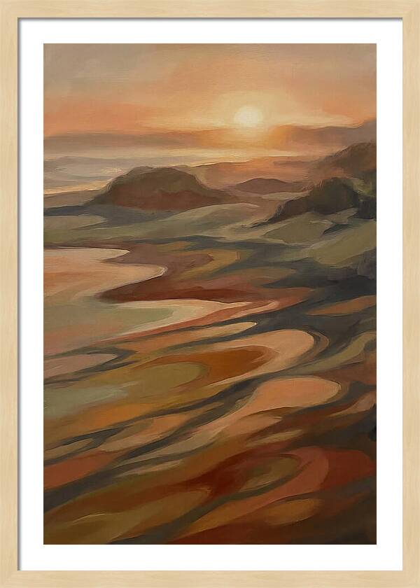 Beach At Sunset With Long Shadows