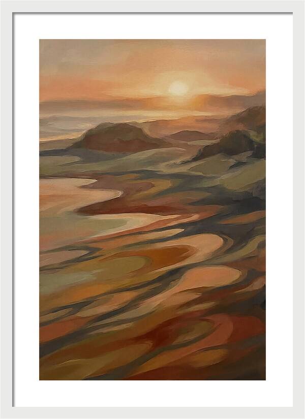 Beach At Sunset With Long Shadows
