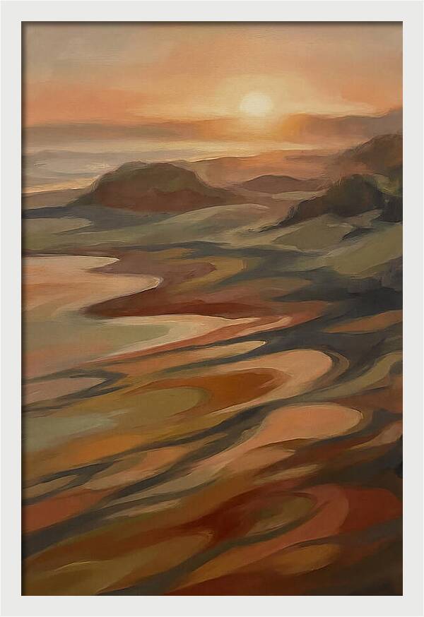 Beach At Sunset With Long Shadows