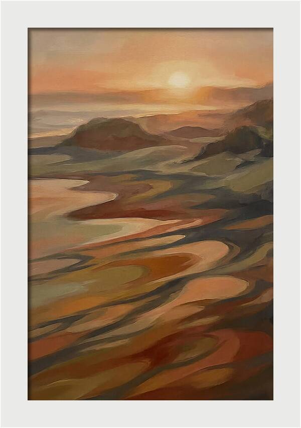 Beach At Sunset With Long Shadows