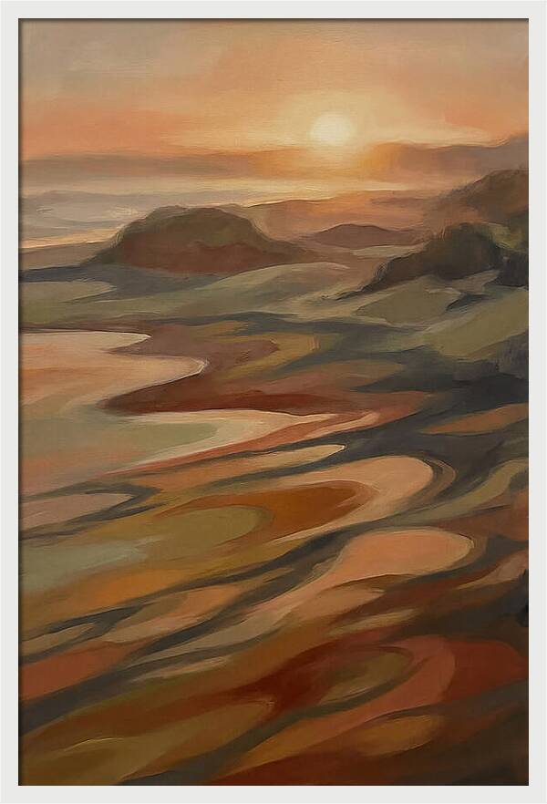 Beach At Sunset With Long Shadows