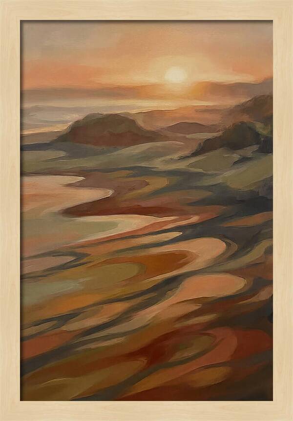 Beach At Sunset With Long Shadows