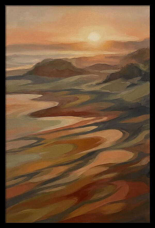Beach At Sunset With Long Shadows
