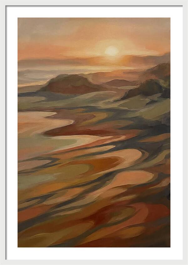 Beach At Sunset With Long Shadows