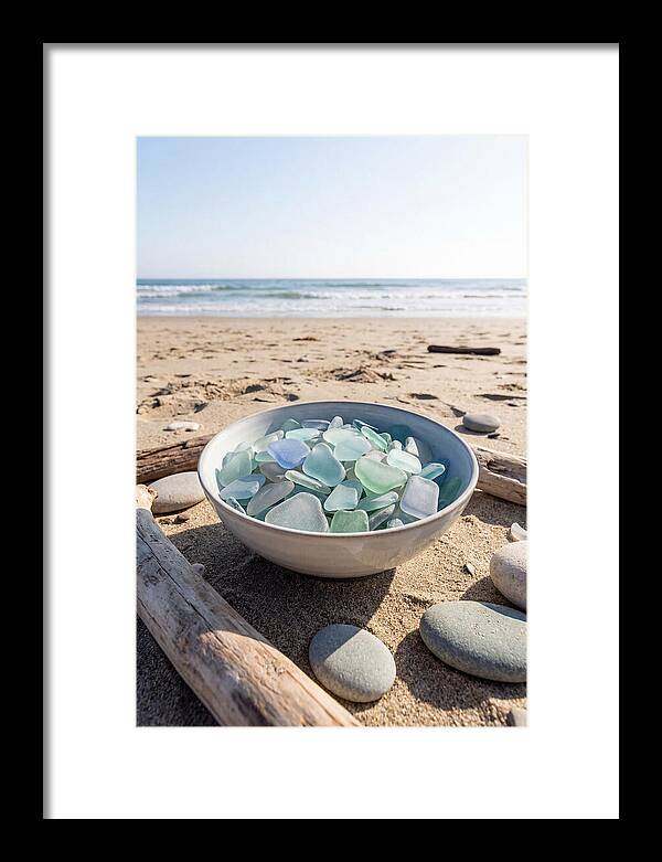 Beach Glass Treasures In A Bowl