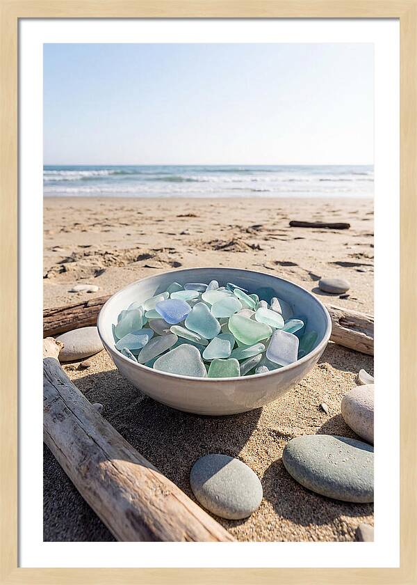 Beach Glass Treasures In A Bowl