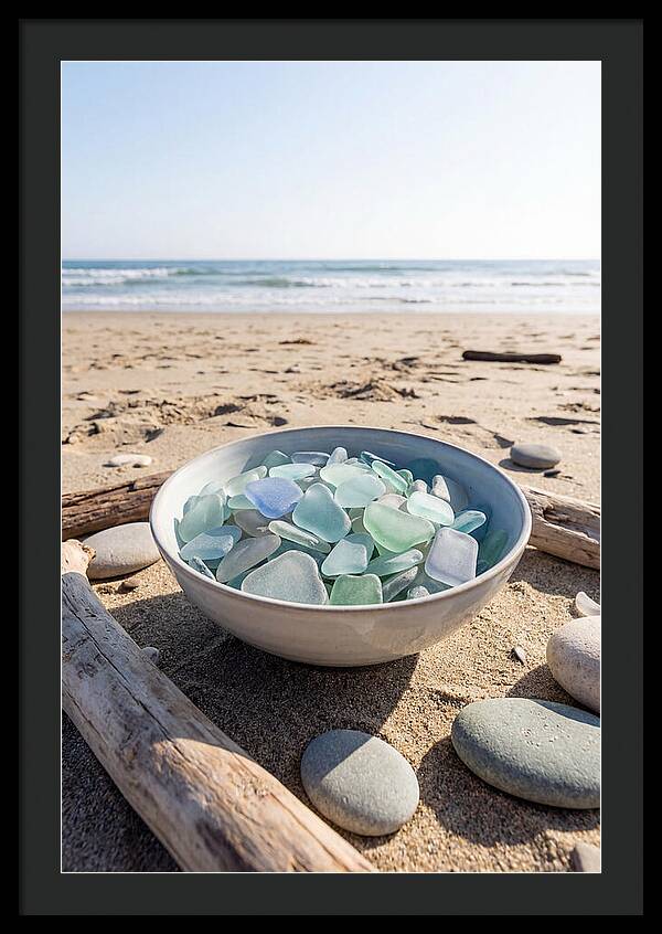 Beach Glass Treasures In A Bowl