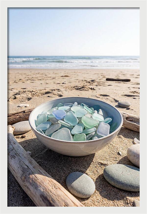 Beach Glass Treasures In A Bowl