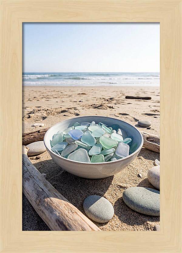 Beach Glass Treasures In A Bowl