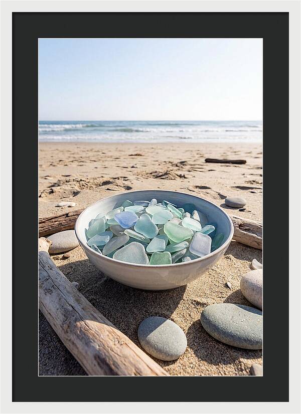 Beach Glass Treasures In A Bowl