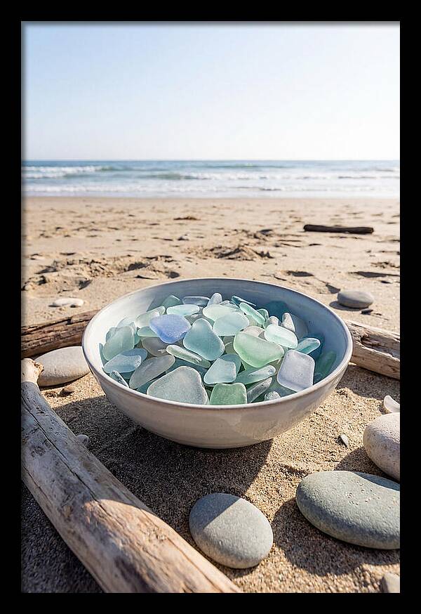 Beach Glass Treasures In A Bowl
