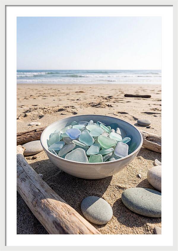 Beach Glass Treasures In A Bowl