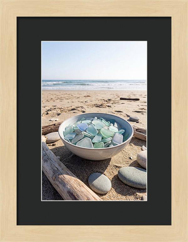 Beach Glass Treasures In A Bowl