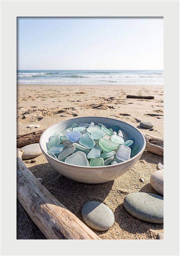 Beach Glass Treasures In A Bowl