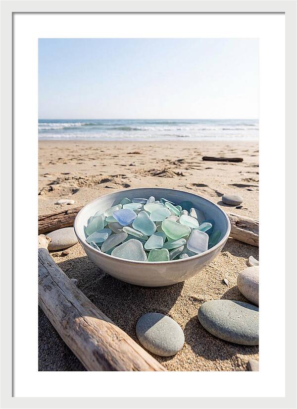 Beach Glass Treasures In A Bowl