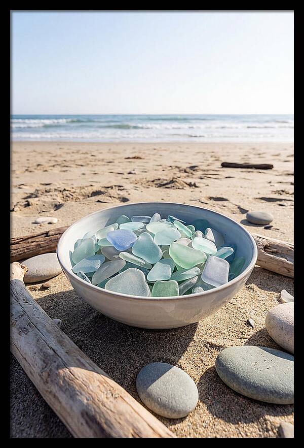 Beach Glass Treasures In A Bowl
