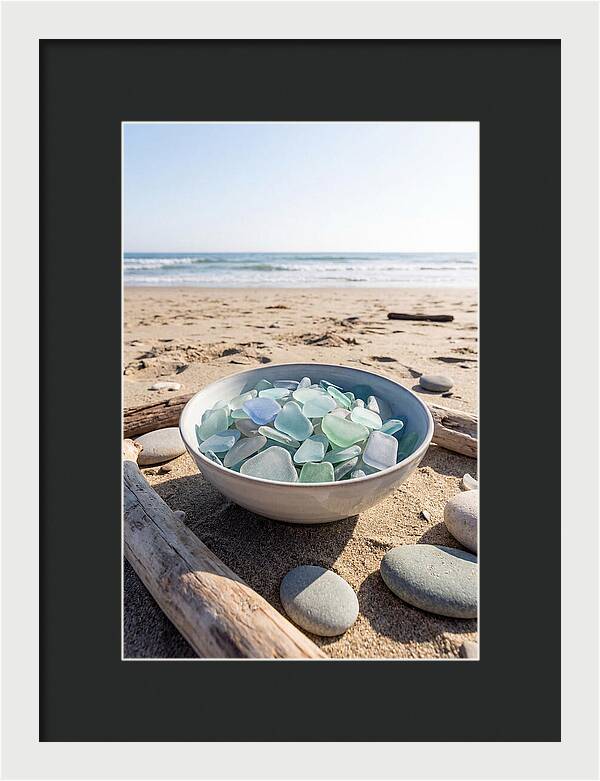 Beach Glass Treasures In A Bowl