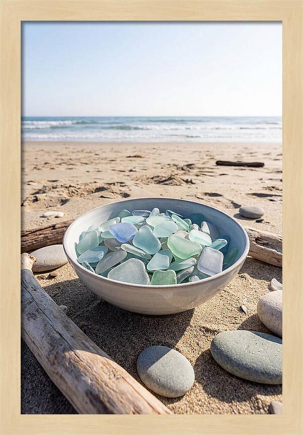 Beach Glass Treasures In A Bowl