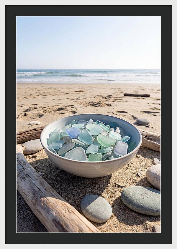 Beach Glass Treasures In A Bowl