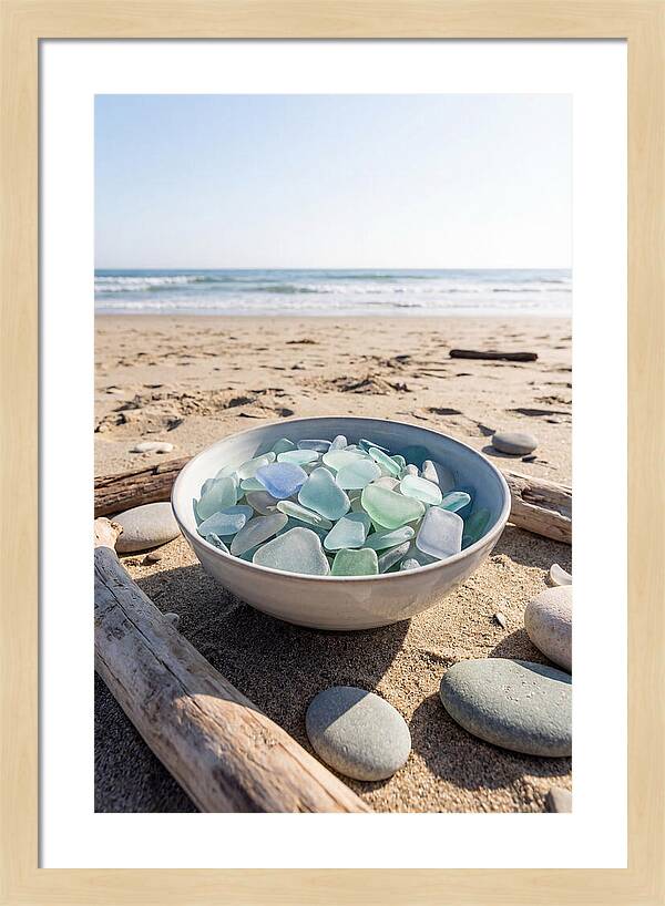 Beach Glass Treasures In A Bowl