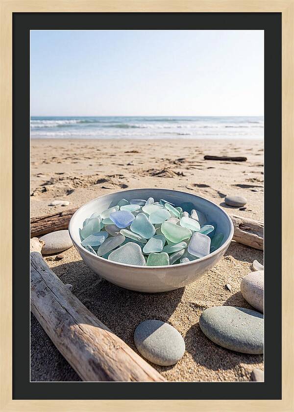 Beach Glass Treasures In A Bowl