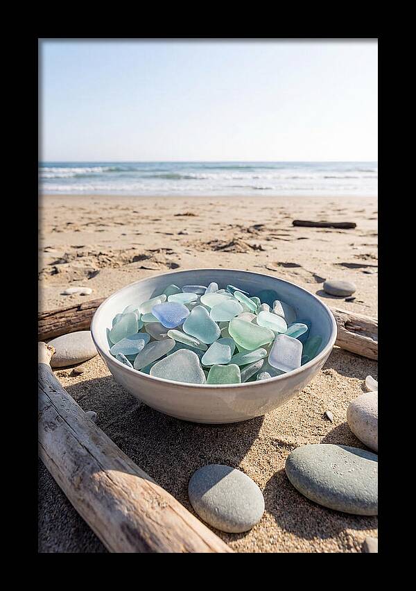 Beach Glass Treasures In A Bowl