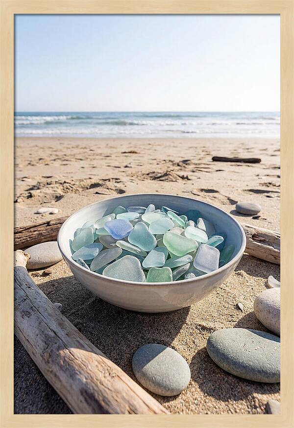 Beach Glass Treasures In A Bowl