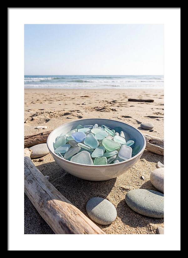 Beach Glass Treasures In A Bowl