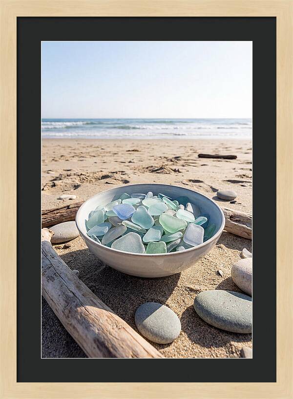 Beach Glass Treasures In A Bowl