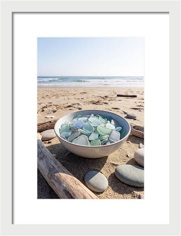 Beach Glass Treasures In A Bowl