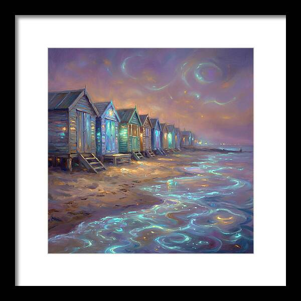 Beach Huts At Dusk